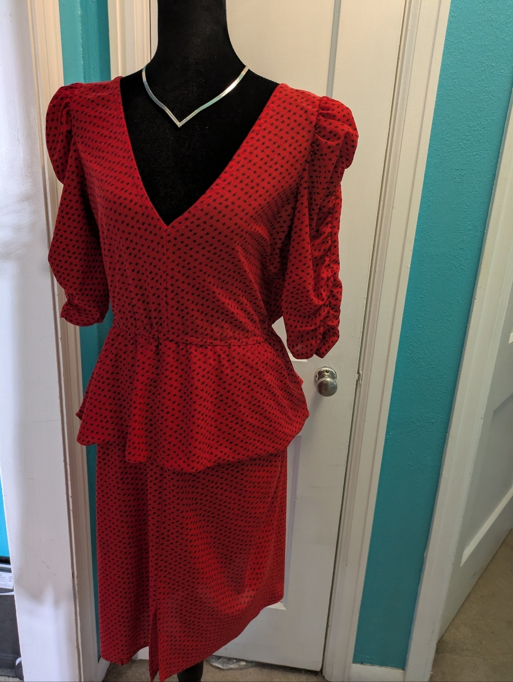 Vibe Polka Dot Peplum Dress💃 Vintage 80s Vibe Polka Dot 💃